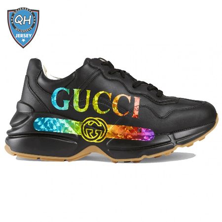GUCCI RHYTON LEATHER SNEAKER WITH GUCCI LOGO