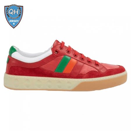 GUCCI MEN'S RED LEATHER AND NYLON SNEAKERS - GC62