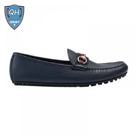 GUCCI LEATHER DRIVER WITH WEB NAVY - LDG006