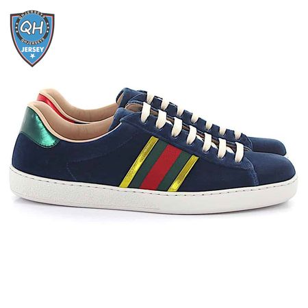 GUCCI ACE SNEAKER VELVET BLUE METALLIC STRIPE - GC40