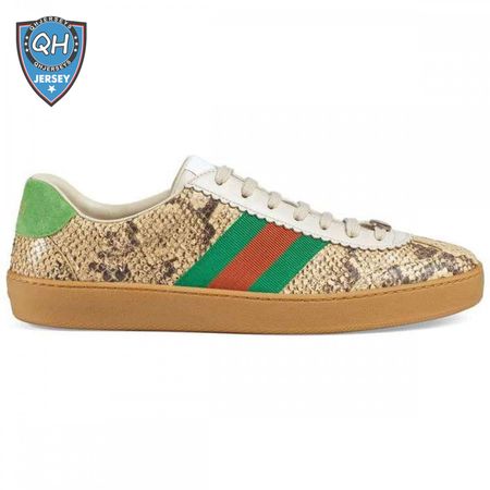 GUCCI MEN'S NATURAL G74 PYTHON TRAINER WITH WEB - GC35