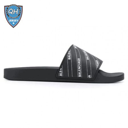 BALENCIAGA RUBBER LOGO POOL SLIDE SANDALS - BBS6